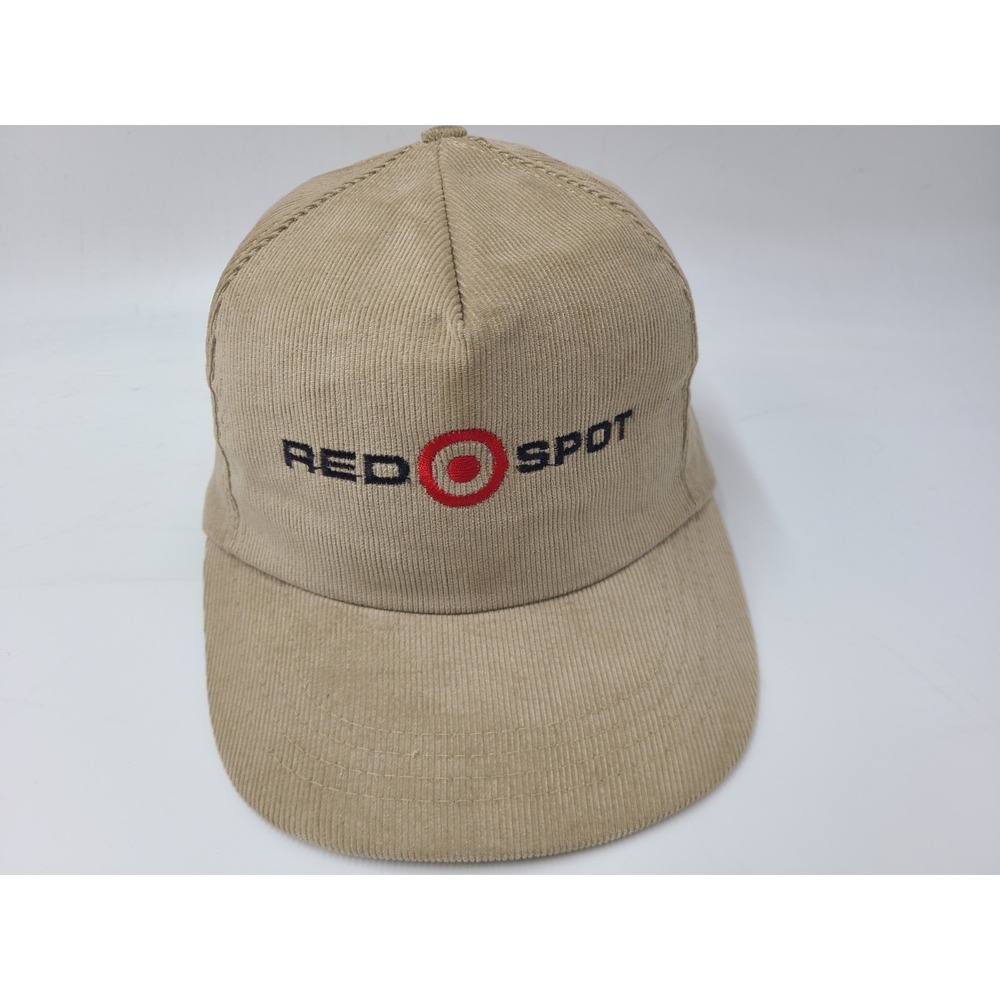 Vintage Red Spot Paints Corduroy Snapback Hat Cap Men Women Made in USA Beige